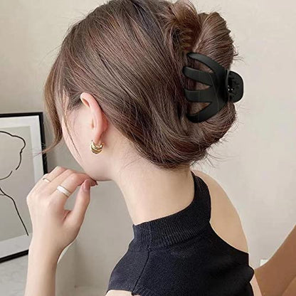 ATODEN Jumbo Octopus Hair Clips - 3.15" Matte Black Claw Clips for Long, Thick Hair (Pack of 5) - color: Black
