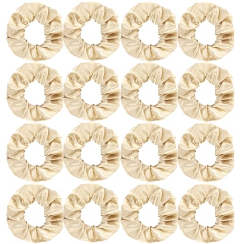 Semato 16 Pcs Champagne Satin Scrunchies Bridesmaid Proposal Gifts Hair Ties Scrunchies for Women Girls Bachelorette Party Favors - color: champagne
