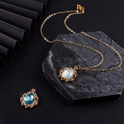 Cheriswelry 30Pcs Teardrop Resin Rhinestone Pendants with Light Gold Alloy Findings Water Drop Faceted Rhinestone Dangle Charms 24.5mm for Women DIY Necklace Earring Bracelet - color: Mixed Color*14