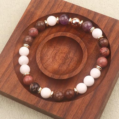 KSQS Healing Stone Bead Bracelet for Women, Natural Gemstones Balance Protection Bracelet, Spiritual Crystal Beads Bracelet Anxiety Relief with Meaning Card - color: Harmony