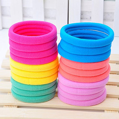 J-MEE Seamless Hair Bands, 100PCS Hair Ties Ponytail Holders Headband Scrunchies for Thick Hair No Crease Damage (Mix Colors) - color: Mix Colors