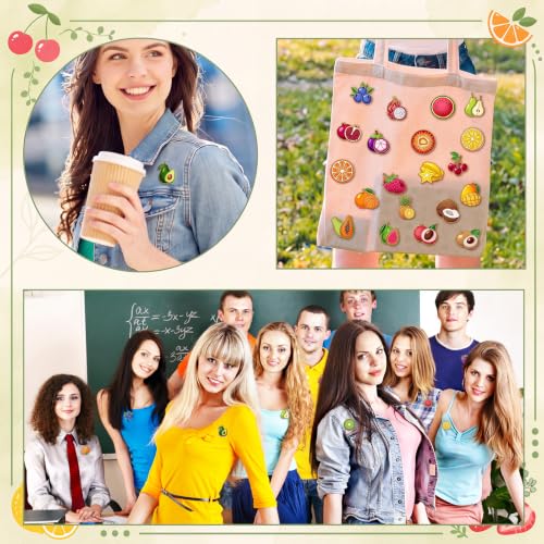 30/60 Pcs Cute Enamel Pins Bulk Plant Flower Animal Halloween Gothic Fall Pumpkin Cartoon Lapel Pin Brooches Jewelry Gift for Backpack Clothes Hats Accessories - style: Fruit