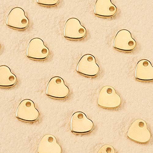 LiQunSweet 100 Pcs 304 Stainless Steel Pendants Tiny Double Side DIY Sweet Heart Pendants Charms for Bracelet Jewelry Making 6mm (0.24 Inch) - color: Heart Charms_6mm