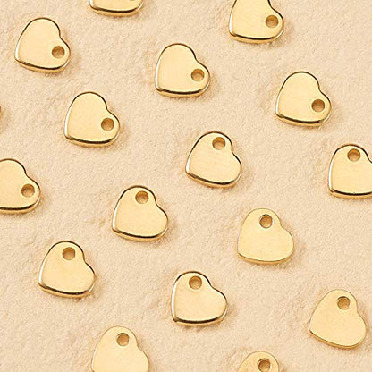 LiQunSweet 100 Pcs 304 Stainless Steel Pendants Tiny Double Side DIY Sweet Heart Pendants Charms for Bracelet Jewelry Making 6mm (0.24 Inch) - color: Heart Charms_6mm