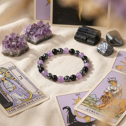 Bivei Protection Crystal Healing Bracelet | 8MM Strength Bracelet Spiritual Stretch Beaded Jewelry for Women Men Gift - color: Empathy, size: Medium 6.8-7.3 inch