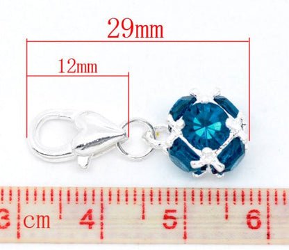 Sexy Sparkles Birthstone Dangle Charm Pendant for European Clip on Charm Jewelry with Lobster Clasp - color: Turquoise - December