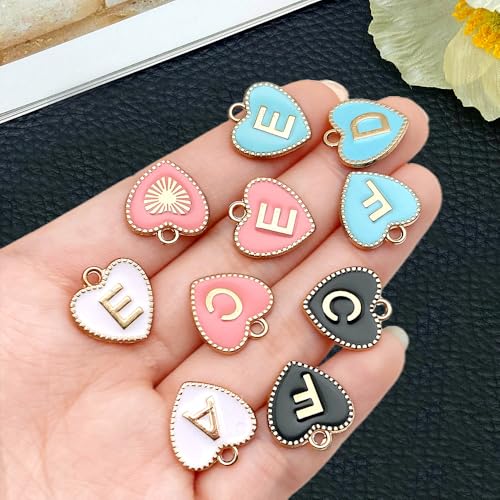104pcs Alphabet Letter Charms,Initial A-Z Alphabet Enamel Letters Charm Pendant Bead for DIY Personalized Jewelry Making Findings