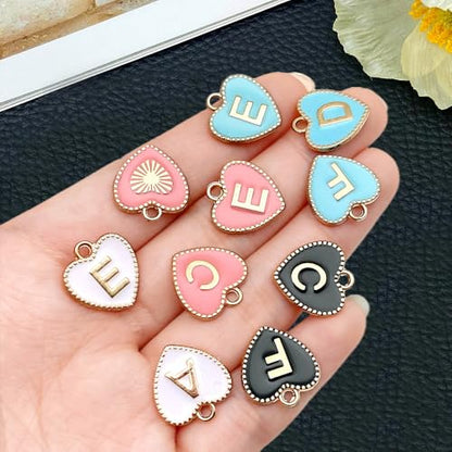 104pcs Alphabet Letter Charms,Initial A-Z Alphabet Enamel Letters Charm Pendant Bead for DIY Personalized Jewelry Making Findings
