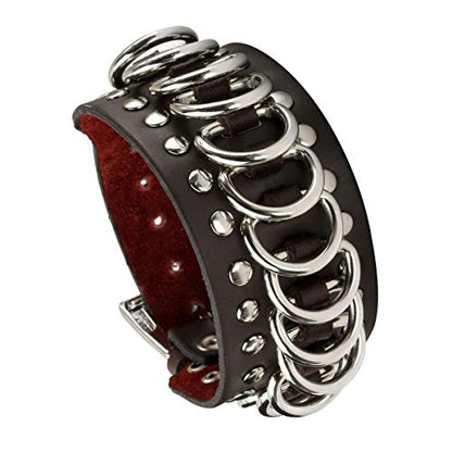 Eigso Punk Leather Studded Rock Bracelet for Men Women Gothic Rivets Y2K Black Wristband for Man Woman - color: Brown