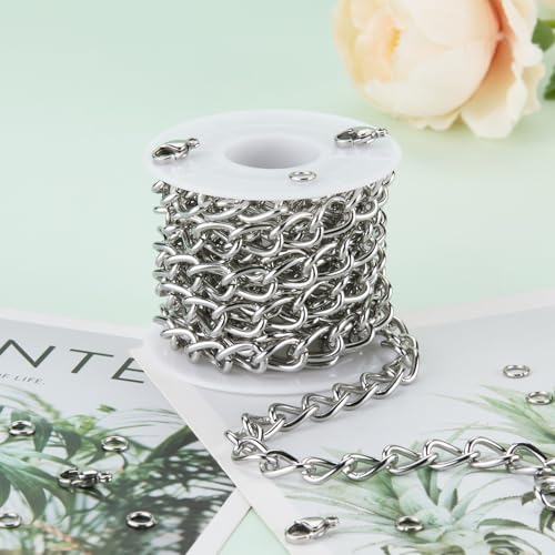 UMAOKANG 6.6FT Jewelry Chain for Jewelry Making Stainless Steel Chains Bulk | Twist Cable Link Chains Men and Women Necklace DIY Jewelry Craft Chain Roll - color: Cable (Steel)