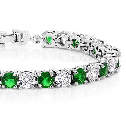 Gem Stone King Multi-Color Classic Tennis Bracelet for Women | Sparkling Round Cubic Zirconia CZ | 7.50 Cttw | 7 Inch | Fine Jewelry Gift for Mother's Day Birthday Anniversary Her Mom Wife - color: White & Green