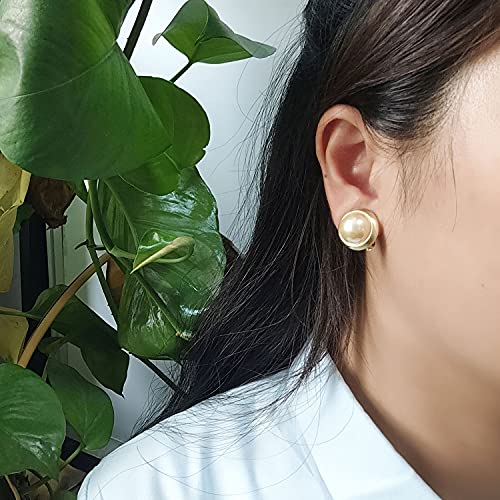 Yoursfs Large Clip On Pearl Earrings for Women Faux Ivory Pearl Earrings 18K Gold Plated Earring Wedding Jewelry - style: Yellow clip-on pearl earrings