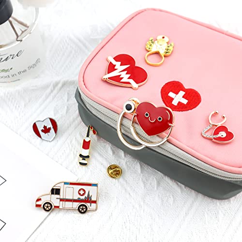 Cute Medicine Enamel Lapel Pin Set, LEEFONE 7 PCS Cartoon Stethoscope Heart Beat Badges Brooch Pins for Doctor Nurse Medical Students Clothing Bags Women Men