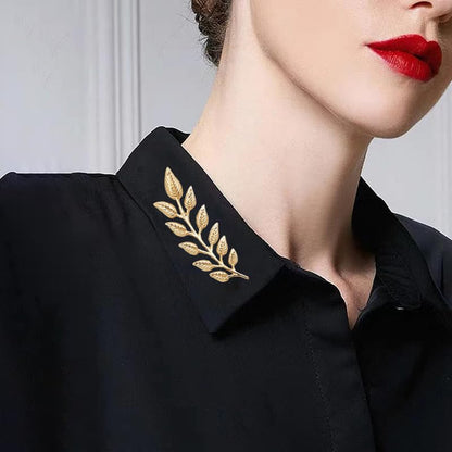 5 Pairs Retro Hollow Pattern Shirt Collar Brooches For Women And Men Gold Plated Triangle & Simple Elegant Double Leaf Collar Pin Brooches Gold Silver Plant Brooch Jewelry - style: leaf