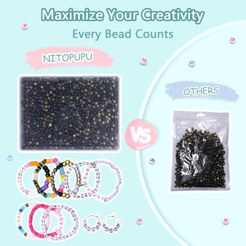 Acrylic Letter Beads Alphabet Gold Letter Black Cube Beads for Friendship Bracelets and Gifts Souvenir Jewelry Making(7 * 4mm Round,1000pcs) - color: Gold Black(Round)