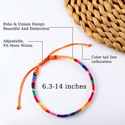 Florideco 24 Pcs Boho Surfer Bracelet Anklet Adjustable Beaded Anklets Handmade Braided Bracelet Colorful Anklet Summer String Rope Ankle Bracelets Waterproof Surfer Beach Bracelet Boho Jewelry for Women Men - color: Boho Style