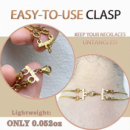 Dailyacc Lucky Necklace Layering Clasp 18K Gold and Silver Multi Strand Clasps for Stackable Necklaces - color: 2Pcs 2Silver 2Gold
