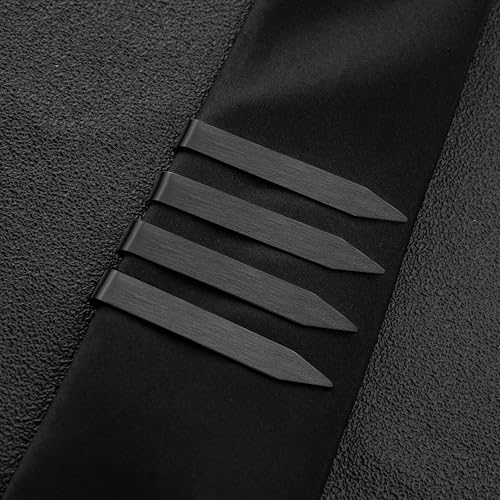 HAWSON Gold Silver Black Rose Gold Tie Clips for Men, Skinny Bars Pins Tacks Set 2.2 Inch for Necktie Suit Accessories - style: 4 Pcs Black Tie Bars Set