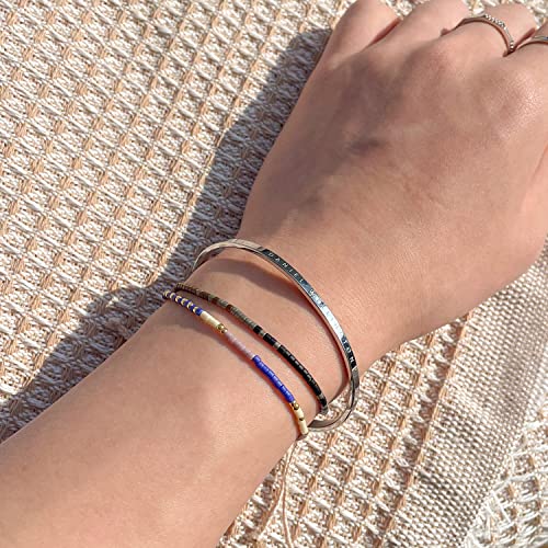 KELITCH Women Friendship Bracelet Seed Beads Miyuki Thin Strand Bracelets Adjustable Boho Jewelry - color: Purple 58