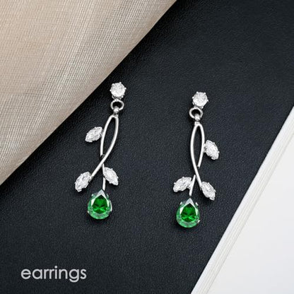 CSY Elegant Bridal Jewelry Sets Clear Cubic Zirconia Wedding Necklace Earrings Bracelet Set for Birdes Bridesmaids CZ Prom Jewelry - color: Green-Necklace Earrings Bracelet