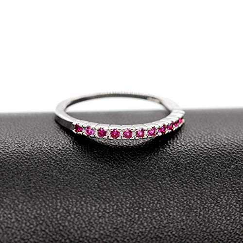 Uloveido Platinum Plated CZ Simulated Diamond Stack Eternity Band Ring J029 - color: Red