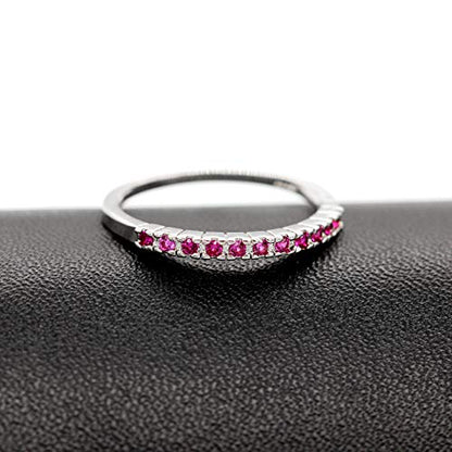 Uloveido Platinum Plated CZ Simulated Diamond Stack Eternity Band Ring J029 - color: Red