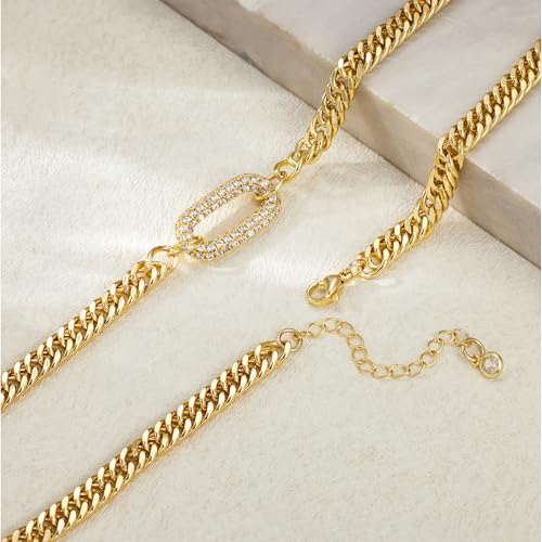 Gold Necklace for Women Chunky 14K Gold Plated Chain Necklace | Chunky Gold Necklace,Simple Paperclip Chain, Statement Choker Necklace,Non Tarnish,Trendy Jewelry,Gifts for Women - style: 6mm-cuban chain-gd
