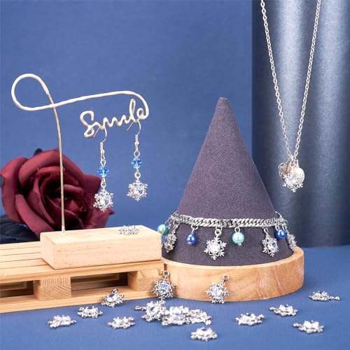 Beadthoven 100Pcs Cubic Zirconia Alloy Charms Snowflake Shaped Platinum Christmas Pendants Sparkly Holiday Charms for Necklace Bracelet Earring Jewelry Making DIY Accessory Hole: 1.5mm - color: Platinum-Snowflake