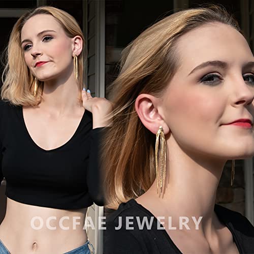 Gold Metal Clip On Earrings for Women Non Pierced Dangle Drop Earrings Multiple Styles - color: gold tassel + lion