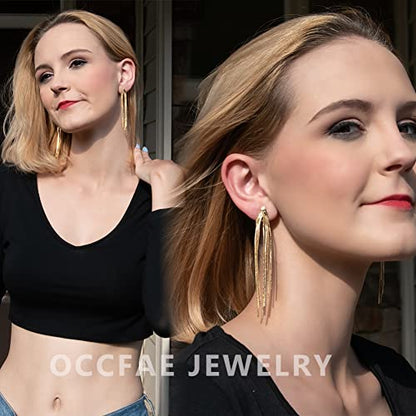 Gold Metal Clip On Earrings for Women Non Pierced Dangle Drop Earrings Multiple Styles - color: gold tassel + lion
