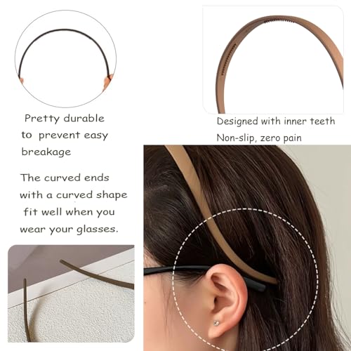 6pcs Square Sunglasses Headbands for Women & Girls No Pressure Headband | Neutral Color Hairband Non Slip with Teeth