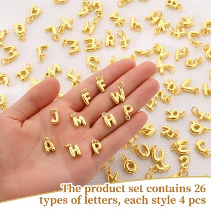 Tondiamo Gold Bubbled Charm for Jewelry Making Gold Letter Charm A- Z Alphabet Pendant Letters 3D Bubble Glitter Trendy Chunky Initial Alphabet for Women DIY Craft Bracelet Necklace - style: Style D