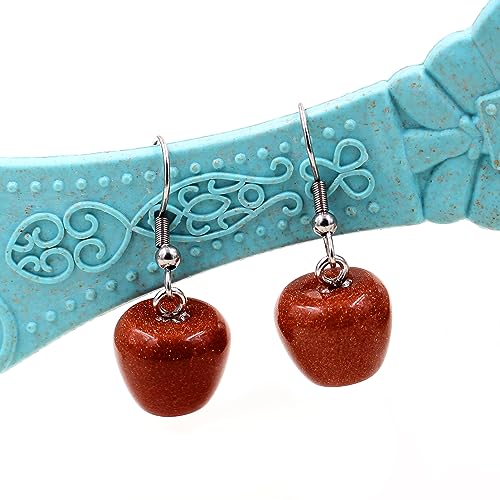 Uloveido Apple Necklace and Earrings Set for Women Cute Apple Jewelry Set for Teacher Mom YL007 - color: Coffee