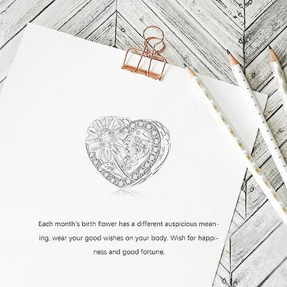 Birth Flower Birthstone Charm for Pandora Charms Bracelets Necklace 925 Sterling Silver Heart Love Charm Birthday Mother's Day Christmas Jewelry Gifts - color: 04-April