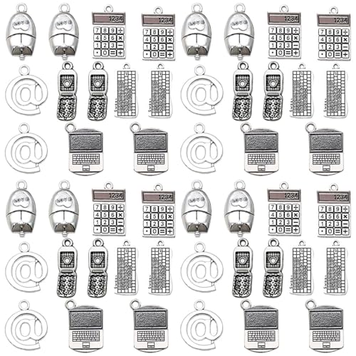 36pcs Alloy Ancient Silvery Teacher's Day Graduation Season Series Mouse Keyboard Computer Technology Series Set Pendant Jewelry Making DIY Keychain Earrings Pendant Various Design Charms for Jewelry Making Bracelets Necklace (SN1058) - color: SN1058