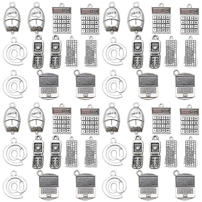 36pcs Alloy Ancient Silvery Teacher's Day Graduation Season Series Mouse Keyboard Computer Technology Series Set Pendant Jewelry Making DIY Keychain Earrings Pendant Various Design Charms for Jewelry Making Bracelets Necklace (SN1058) - color: SN1058