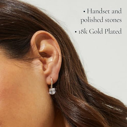 NADRI Cushion Cut CZ Leverback Earrings - color: Gold