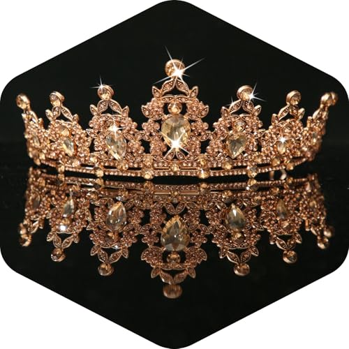 Kamirola - Queen Crown and Tiaras Princess Crown for Women Crystal Headbands for Bridal, Princess for Wedding and Party - color: Gold(light)