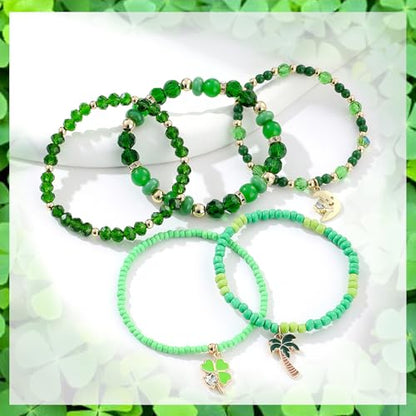 Boho Beaded Stretch Bracelets For Women Stackable Crystal Gold Plated Beaded Bracelets Set Trendy Handmade Friendship Braeclet Jewelry Gifts - color: Q-Luck Catcher