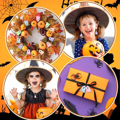 64Pcs Halloween Luminous Mini Resin Ghost Charms Jewelry Making | Premium Luminous Resin, Mini Glow in The Dark Ghosts Pendant, DIY Bracelet Necklace Earrings Jewelry Making Decorations - style: Halloween Style