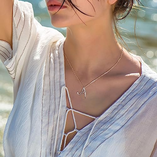 EUDORA Sterling Silver Initial Necklaces for Women, Classic 26 Letter Neckless Gifts for Girls, Sister, Mother Daughter, 18 inch Chain - style: A.