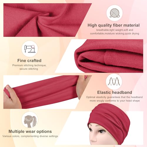 DiyJibb Headbands for Women, 7PCS Wide Cloth Hair Bands for Workout, Yoga, Skincare & Daily Wear, Soft & Stretchy - color: Red, coffee, black, gray, cement gray, pink, white