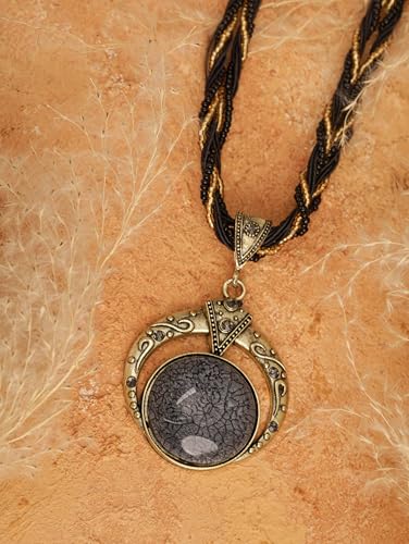 MINACHI Multilayer Beads Chain Necklace, Turquoise-Toned Stone Pendant, Vintage Hippie Retro Bohemia Style, Fashion Jewelry for Women - style: Necklace NEC.002
