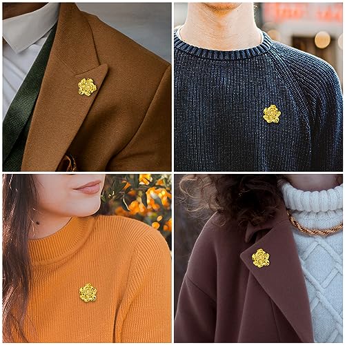 18K Gold Tone lapel Pins Brooch for Men Suit, Metal Flower Brooch Pins for Women, Mens Suit Accessories on Wedding Birthday Anniversary Father's Day. - color: rose
