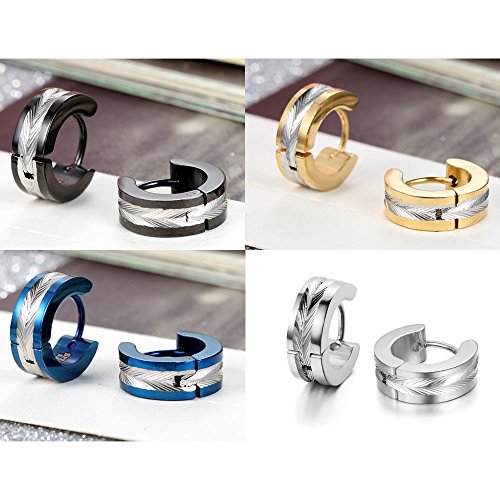 Aroncent Stainless Steel Hoop Earrings: 3-8 Pairs Men Small Hoop Huggie Hinged Earrings Set for Men Women 4mm Valentine Day Gifts - color: A-Updated Version 8PCS