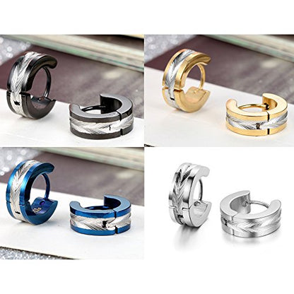 Aroncent Stainless Steel Hoop Earrings: 3-8 Pairs Men Small Hoop Huggie Hinged Earrings Set for Men Women 4mm Valentine Day Gifts - color: A-Updated Version 8PCS