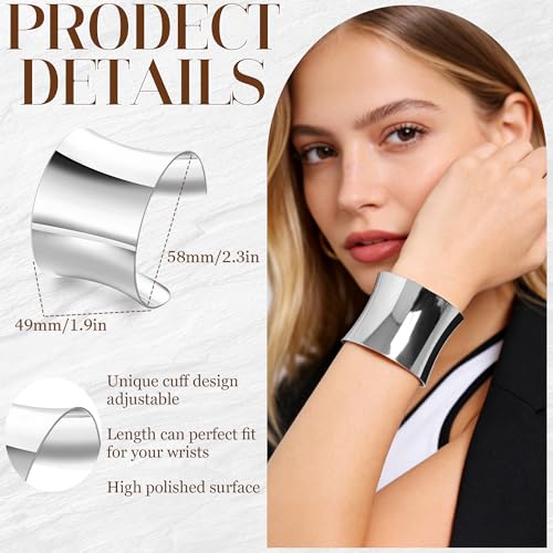 3PCS Chunky Cuff Bracelets for Women Irregular Minimalist Statement Bangle Bracelets Set Open Wide Wire Grooved Hammered Bangle Bracelet Gold Sliver Wrist Cuff Wrap Bracelet Adjustable - color: Silver Cuff Bracelets A