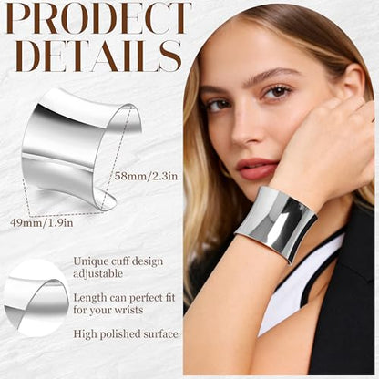 3PCS Chunky Cuff Bracelets for Women Irregular Minimalist Statement Bangle Bracelets Set Open Wide Wire Grooved Hammered Bangle Bracelet Gold Sliver Wrist Cuff Wrap Bracelet Adjustable - color: Silver Cuff Bracelets C