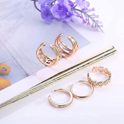 5 Pcs Filled Toe Rings for Women Non Tarnish Filled Toe Ring Adjustable Flower Cz Dainty Toe Ring Summer Beach Open Toe Rings Set Toe Jewelry Foot Jewelry(Gold,Silver,Rose Gold) - color: Rose Gold