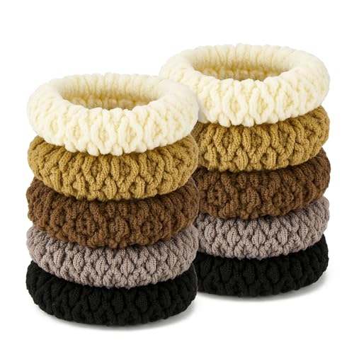 QIUTIMIY 10 Pcs No Damage Hair Ties Thick Hair Elastic Rubber Bands Hair Accessories Scrunchies Seamless for Women - color: Style 7